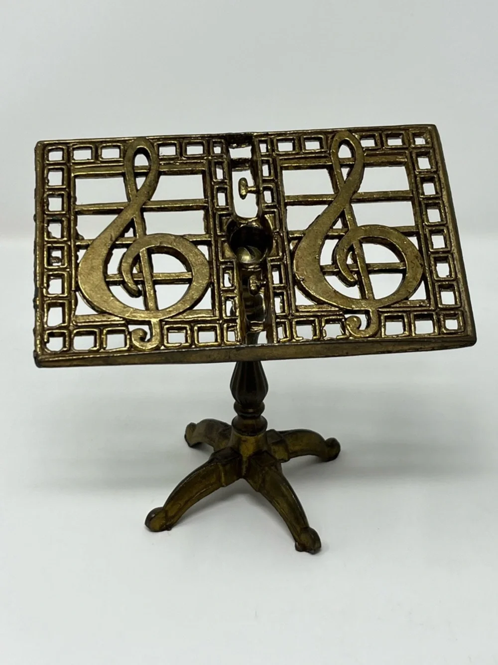 Vintage Brass Music Stand Treble Clef Card Holder & Decor 1970’s MCM Decor